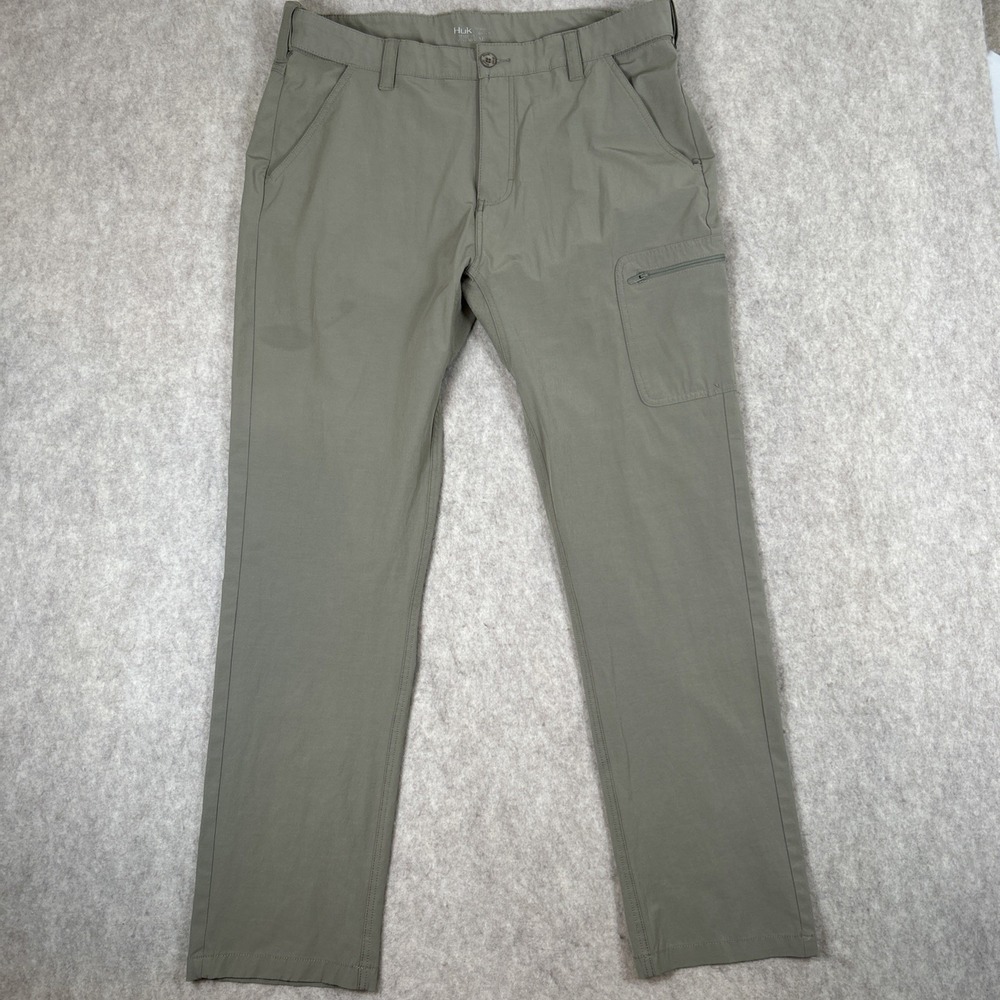 Huk  XL Fishing / Hiking Performance Pants Tan Lightweight Zipper Pockets